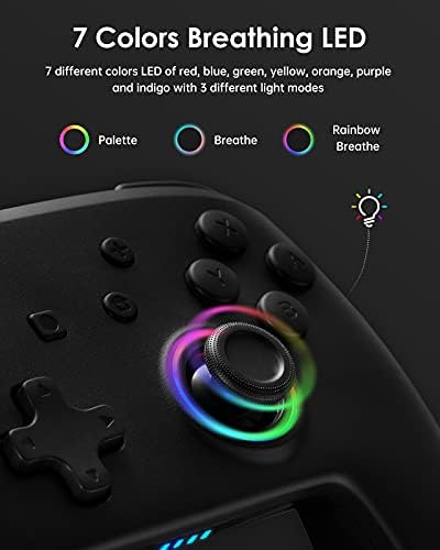 BINBOKPLAY Switch Controller, Switch Controller Compatible with Switch/Switch Lite, Wireless Gamepad with 7 LED Colors/Motion Control/Dual Vibration/Turbo - Image 3