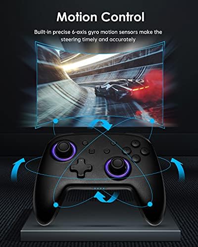 BINBOKPLAY Switch Controller, Switch Controller Compatible with Switch/Switch Lite, Wireless Gamepad with 7 LED Colors/Motion Control/Dual Vibration/Turbo - Image 5