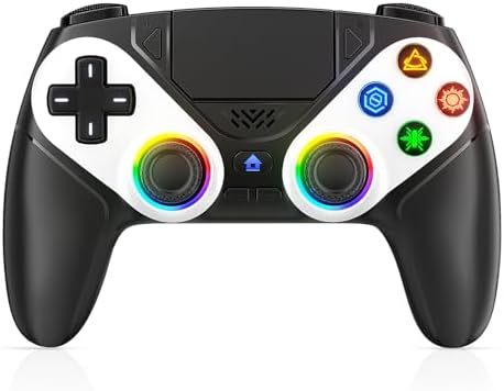 Gamrombo LED Wireless Controller for PS5, Compatible with PS5 Pro/Slim/PC, Dual Vibration, Macro/Turbo Function, 3.5mm Audio Jack, 6-Axis Motion Contro Gamepad with Speaker