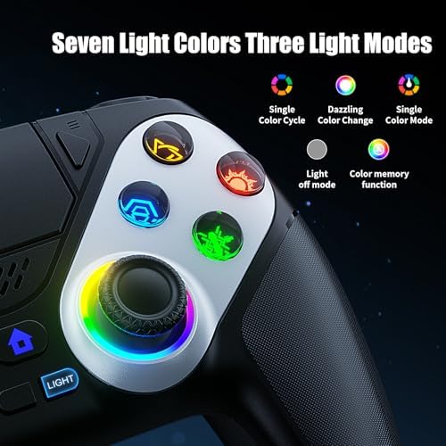 Gamrombo LED Wireless Controller for PS5, Compatible with PS5 Pro/Slim/PC, Dual Vibration, Macro/Turbo Function, 3.5mm Audio Jack, 6-Axis Motion Contro Gamepad with Speaker - Image 4