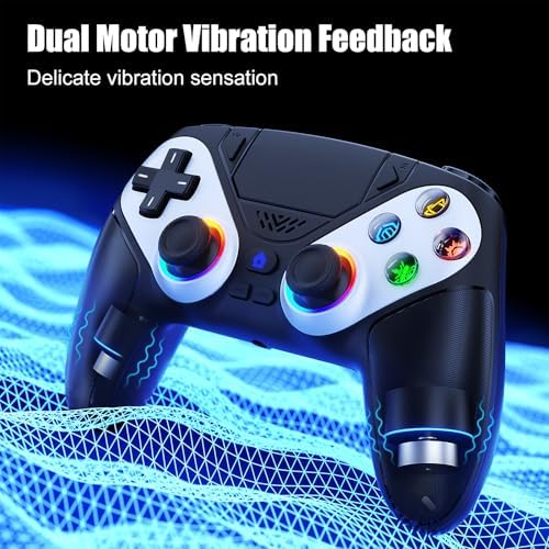 Gamrombo LED Wireless Controller for PS5, Compatible with PS5 Pro/Slim/PC, Dual Vibration, Macro/Turbo Function, 3.5mm Audio Jack, 6-Axis Motion Contro Gamepad with Speaker - Image 5